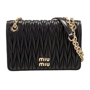 Miu Miu Black Matelassé Leather Crossbody Bag